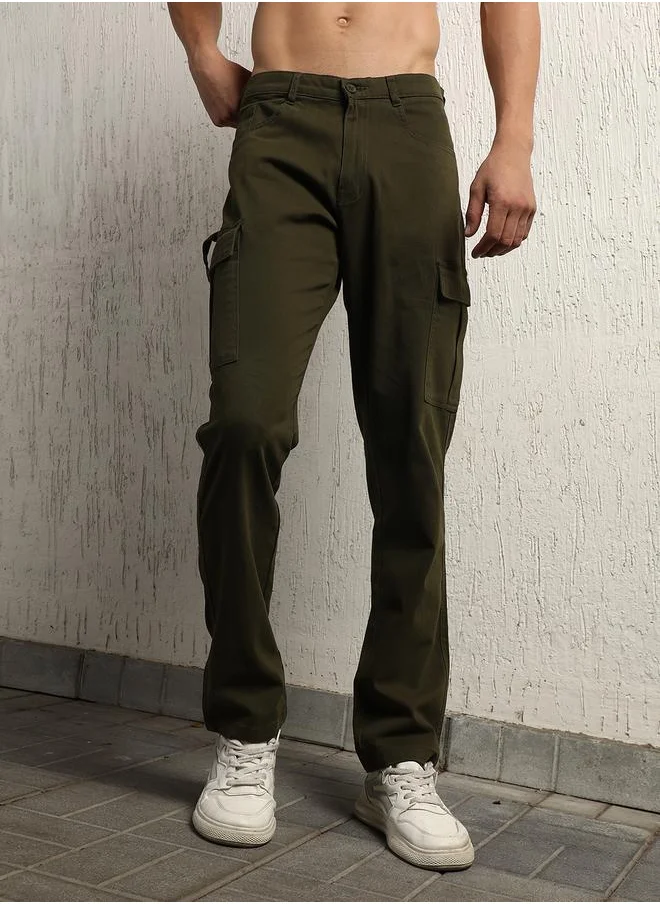 Hubberholme Mid Rise Relaxed Fit Cargo Pants by Styli