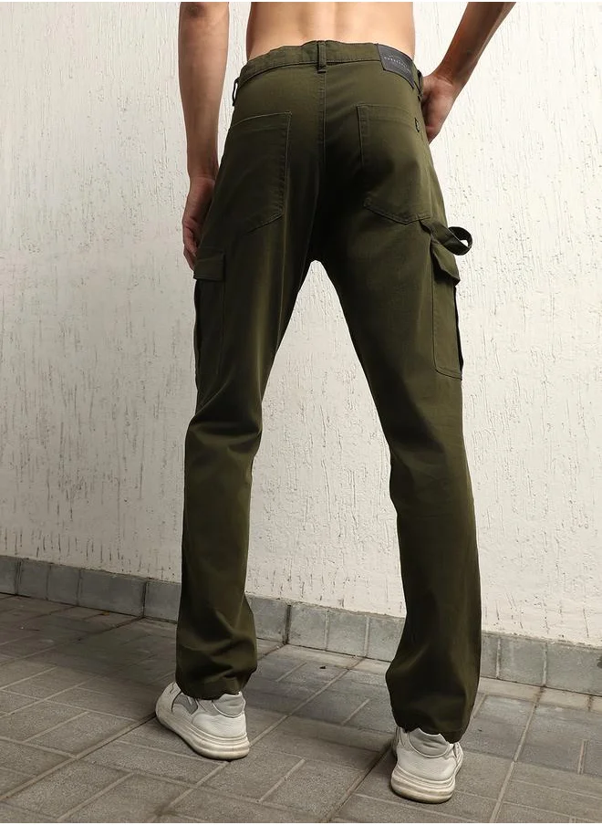 Hubberholme Mid Rise Relaxed Fit Cargo Pants by Styli