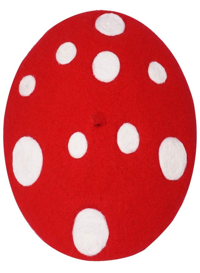 Faiccia Mushroom Beret Women's Cute Lolita Kawaii Plant Cosplay Cap Vintage Painter Hat Sweet Girl Decor (red) - Image 1