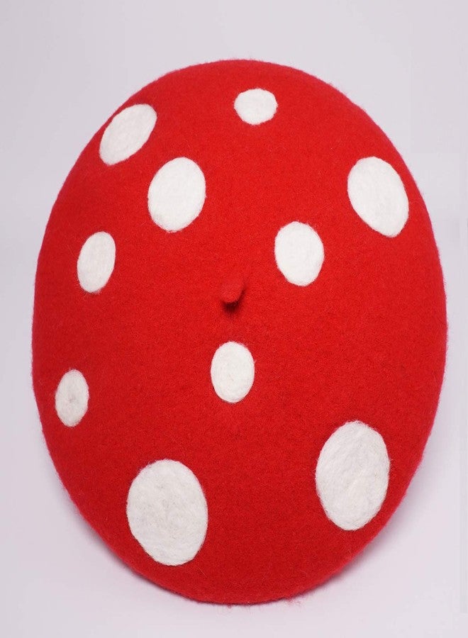 Faiccia Mushroom Beret Women's Cute Lolita Kawaii Plant Cosplay Cap Vintage Painter Hat Sweet Girl Decor (red) - Image 5