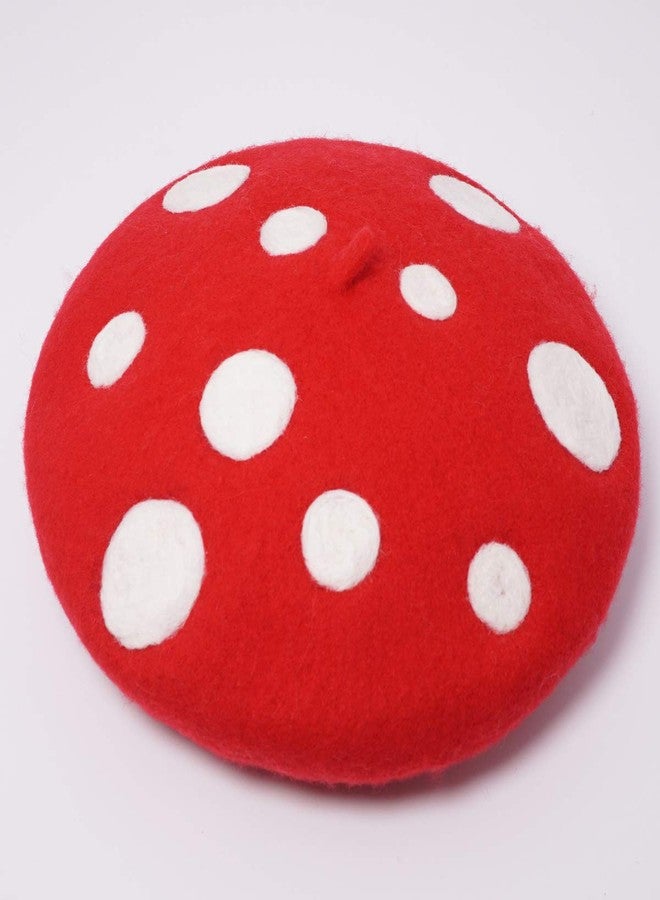 Faiccia Mushroom Beret Women's Cute Lolita Kawaii Plant Cosplay Cap Vintage Painter Hat Sweet Girl Decor (red) - Image 4