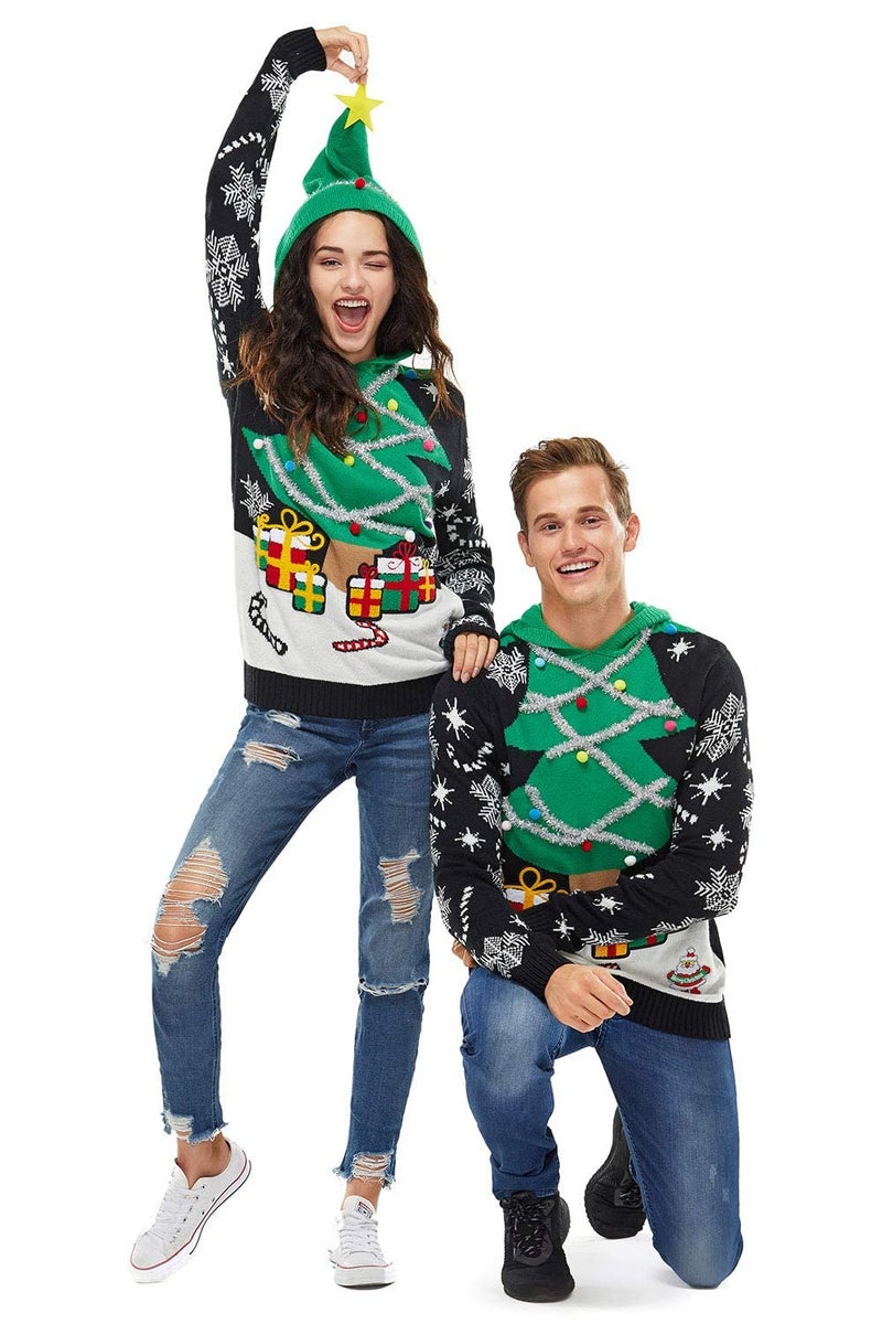 U LOOK UGLY TODAY Women Ugly Christmas Hoodie for Adult Men`s Unisex Xmas Hooded Sweater Pullover for Party Festive A Season Star was Born XX-Large - Image 2