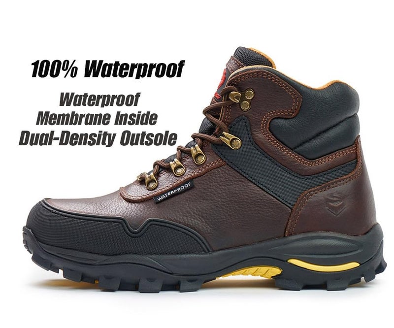 SUREWAY Men's 6" Heavy Duty Soft Toe Waterproof Work Boot - Leather,Lace Up,Oil/Slip Resistant Dual-Density Comfortable Outsole, EH Construction Industrial Ankle Mens Safety Work Boots - Image 2