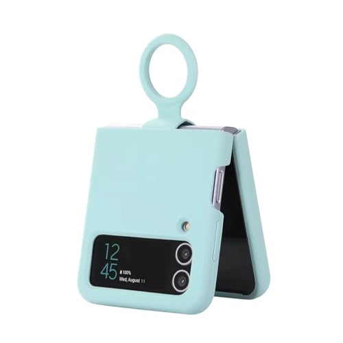 Valente Premium Silicone Case Cover with Ring for Galaxy Z Flip 4 (Sea Green) - Image 1