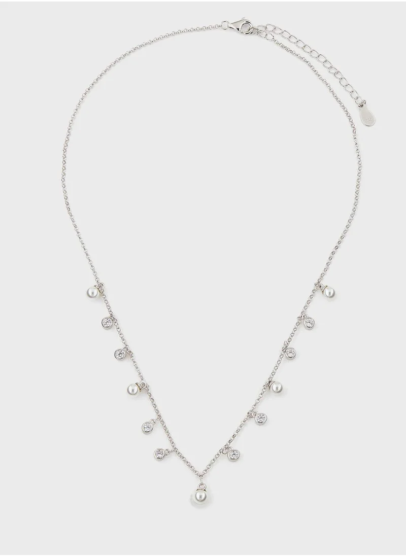 MOMNT Mother Of Pearl Cubic Zirconia Necklace