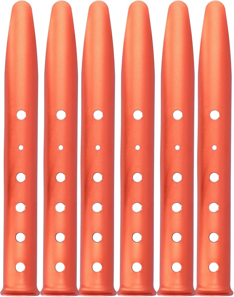 Zudoo 6pcs Tent Stakes, U‑Shaped Heavy Duty Aluminum Tent Pegs, 12'' Ground Metal Lengthen Spikes for Outdoor Camping/Canopy/Hammocks/Backpacking, Beach Sand Peg Camping Stakes, Orange - Image 1