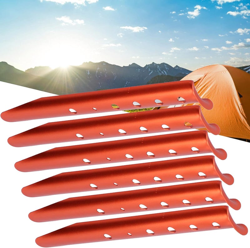 Zudoo 6pcs Tent Stakes, U‑Shaped Heavy Duty Aluminum Tent Pegs, 12'' Ground Metal Lengthen Spikes for Outdoor Camping/Canopy/Hammocks/Backpacking, Beach Sand Peg Camping Stakes, Orange - Image 5