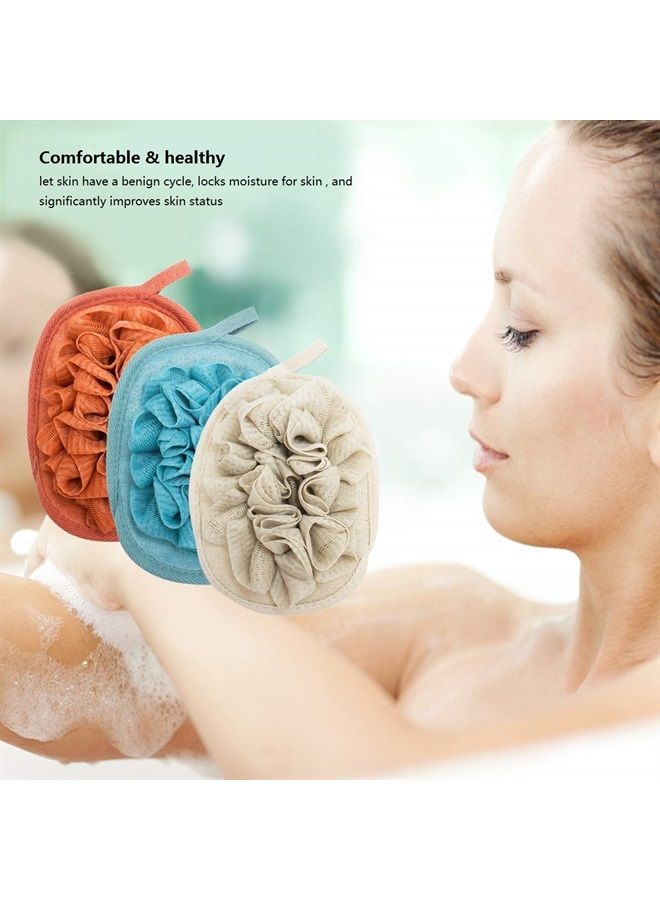 Amariver 3 Pack Bath Loofah Body Sponge Brushes Pouf Bath Mesh Brush Bath Shower Glove with Flower Bath Ball - Image 3