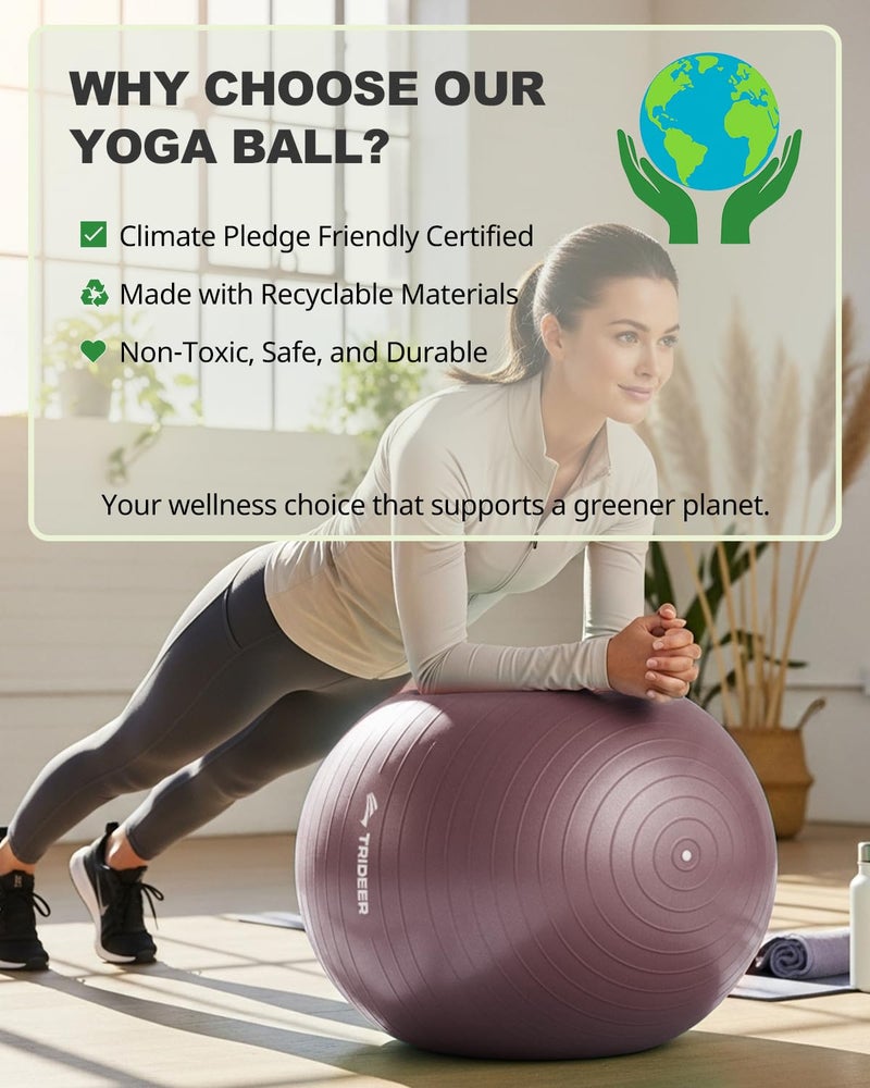 Trideer Exercise Ball Yoga Ball â€“ Office Seating & Balance Ball Chair, Stability Ball for Pilates, Physical Therapy,Core Training & Balance Improvement & Stretching - Image 3