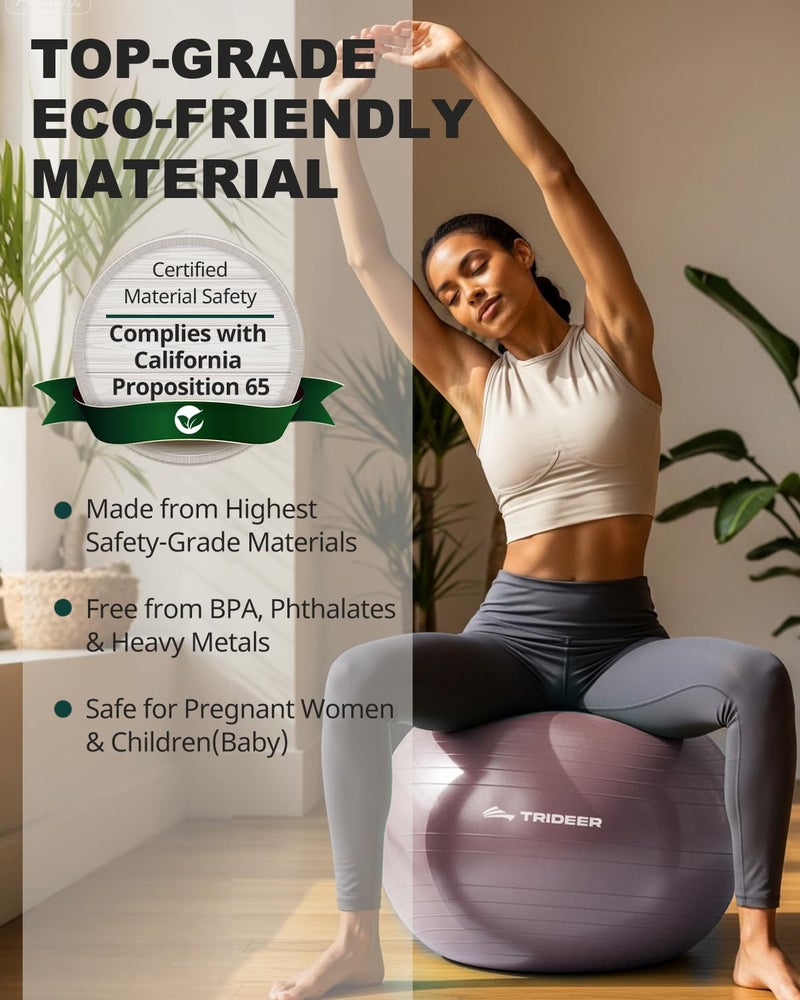 Trideer Exercise Ball Yoga Ball â€“ Office Seating & Balance Ball Chair, Stability Ball for Pilates, Physical Therapy,Core Training & Balance Improvement & Stretching - Image 4