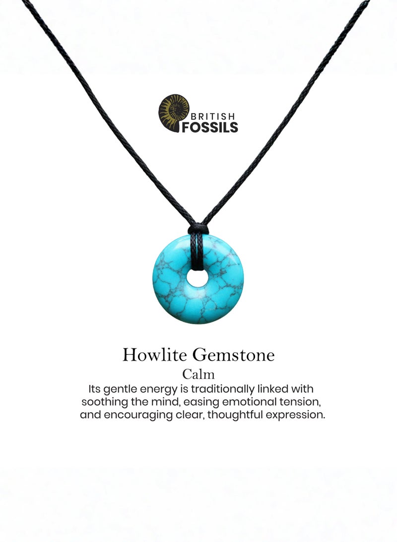 British Fossils Donut Pendant 6Mm Howlite Necklace - Image 4