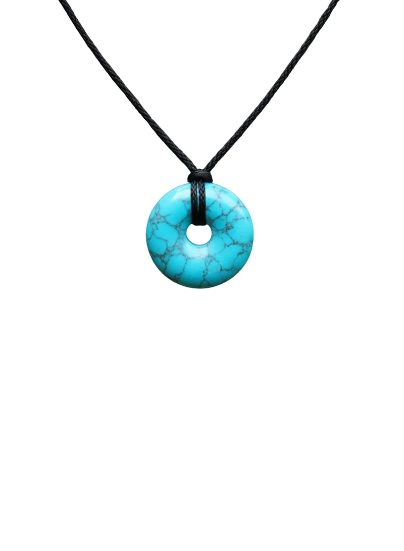 British Fossils Donut Pendant 6Mm Howlite Necklace