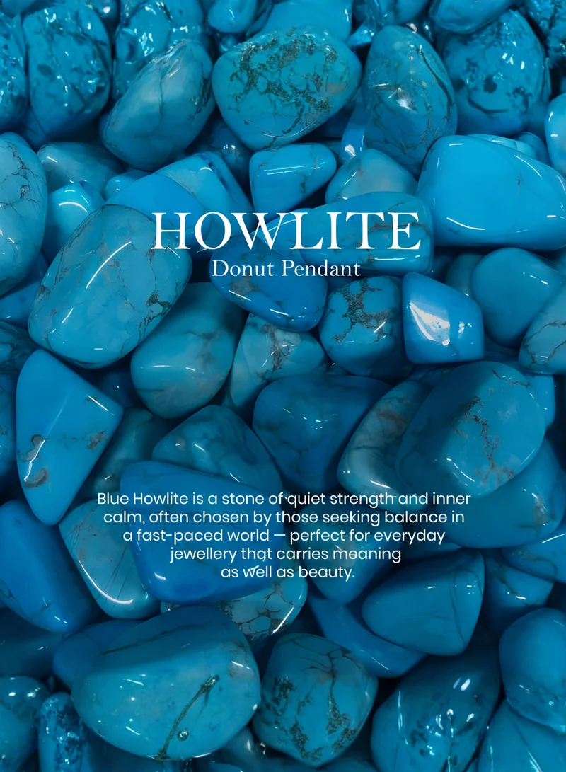 British Fossils Donut Pendant 6Mm Howlite Necklace