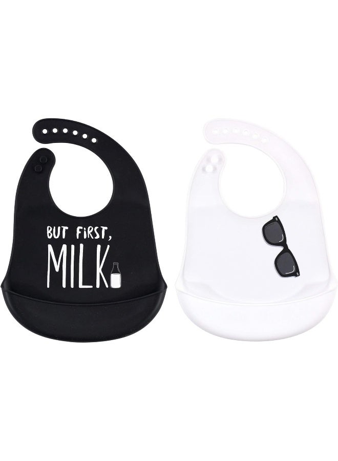 Little Treasure Little Treasure Baby Unisex Silicone Bibs Bandana, But First Milk  - Image 1