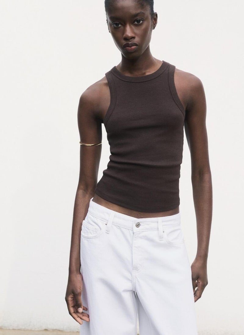MANGO Ribbed lyocell -Blend Top  - Image 1