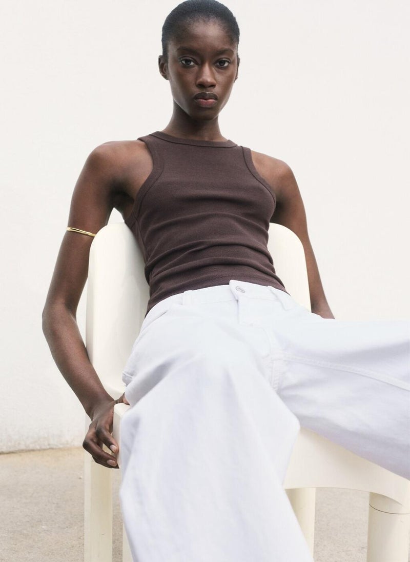 MANGO Ribbed lyocell -Blend Top  - Image 4