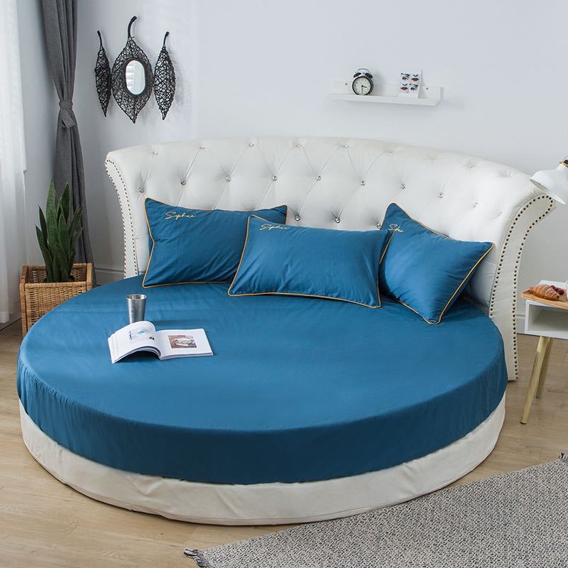 Cotton Solid Color Round Bed Hat Single Piece Cotton Plain Color Round Bed Hat Bed Sheet Bedspread Protective Cover - Image 3