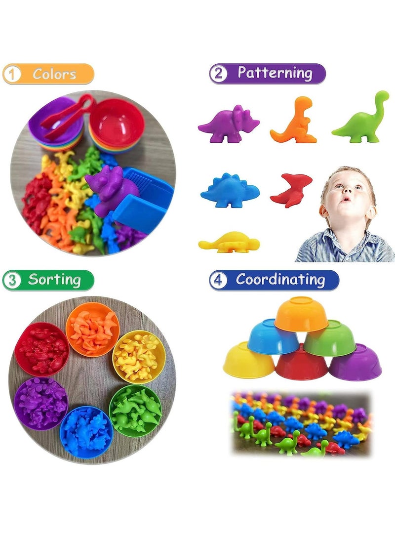 Counting Matching Game, Sorting Toys with Sorting Cups, Color Classification and Sensory Training Preschool Educational Learning Toys Set Gift for Toddlers Kids Boys Girls Ages 3+ (Dinosaur) - Image 3