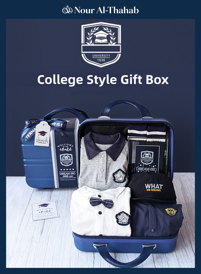 نور الصحب 8 قطع مجموعة هدايا مولود جديدة (أسلوب بريبي)، مجموعة ملابس وإكسسوارات للأطفال حديثي الولادة من القطن الممتاز لكل من الأولاد والبنات، مناسبة لفصول الربيع والصيف والخريف والشتاء الأربعة (تشمل حقيبة هدايا حصرية عالية الجودة من نور الذهب). - Image 4