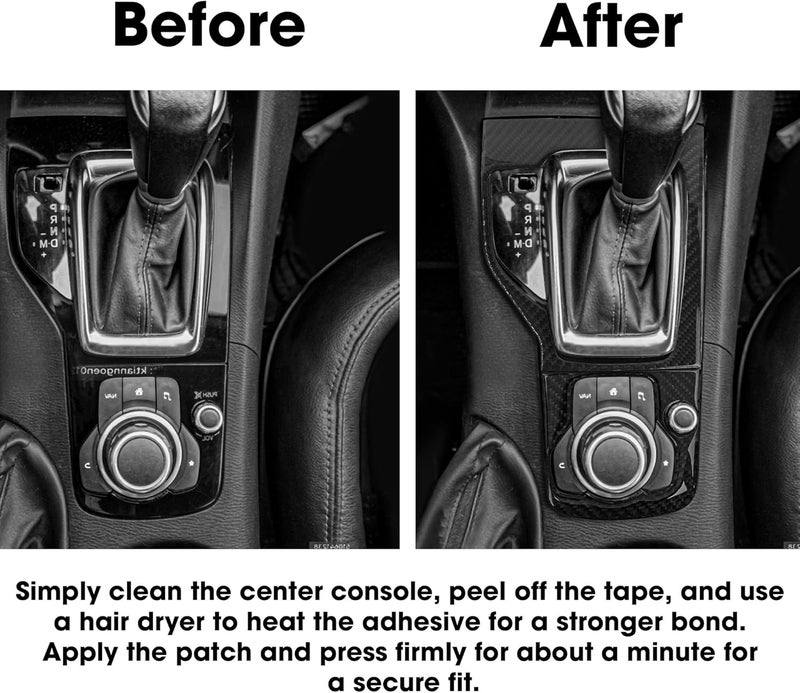 BuleVina Carbon Fiber Gear Shift Panel Cover for Mazda 3 - Image 3