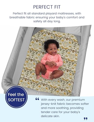 TotAha Premium Soft Pack n Play Sheets, Super Stretchy Jersey Knit Mini Crib Sheets Fitted, Silky Comfort Graco Pack and Play Mattress Sheets, 2 Pack - Image 3