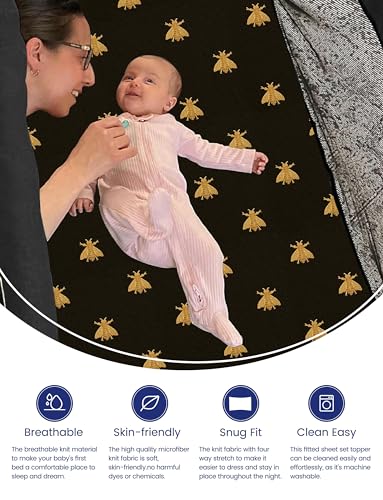 TotAha Premium Soft Pack n Play Sheets, Super Stretchy Jersey Knit Mini Crib Sheets Fitted, Silky Comfort Graco Pack and Play Mattress Sheets, 2 Pack - Image 2