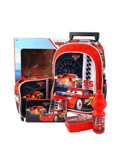 Disney PIXAR Cars 5 in 1 School Set, 16 Inch Trolley Bag with Lunch Bag, Pencil Case, Water Bottle, and Lunch Box 
