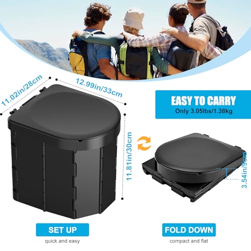 PAHTTO Portable Camping Toilet, Folding Toilet for Adults with Lid and Retractable TP Holder, Waterproof Porta Potty with Carry Bag and Disposible Liners for Camping, Hiking, RV Travel - Image 5