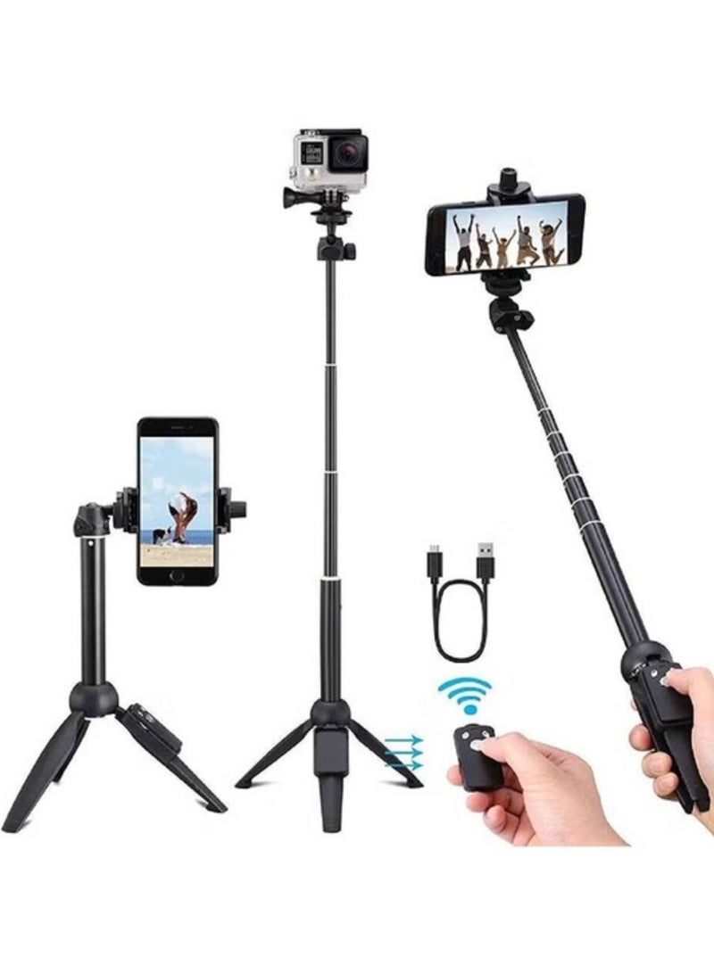 إلترازون K20 Bluetooth 4.0 Wireless Selfie Stick Integrated Tripod for Smartphones, Black - Image 1