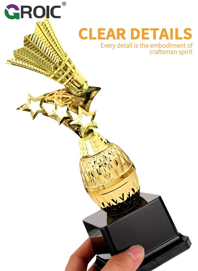 GROIC كؤوس بادمنتون 25 سم، كأس بادمنتون مخصص على قاعدة سوداء، كؤوس بادمنتون مميزة، جائزة كأس الريشة - Image 4