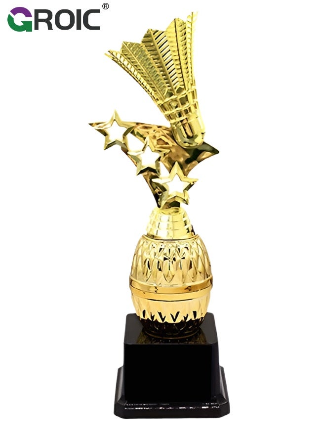 GROIC كؤوس بادمنتون 25 سم، كأس بادمنتون مخصص على قاعدة سوداء، كؤوس بادمنتون مميزة، جائزة كأس الريشة - Image 1