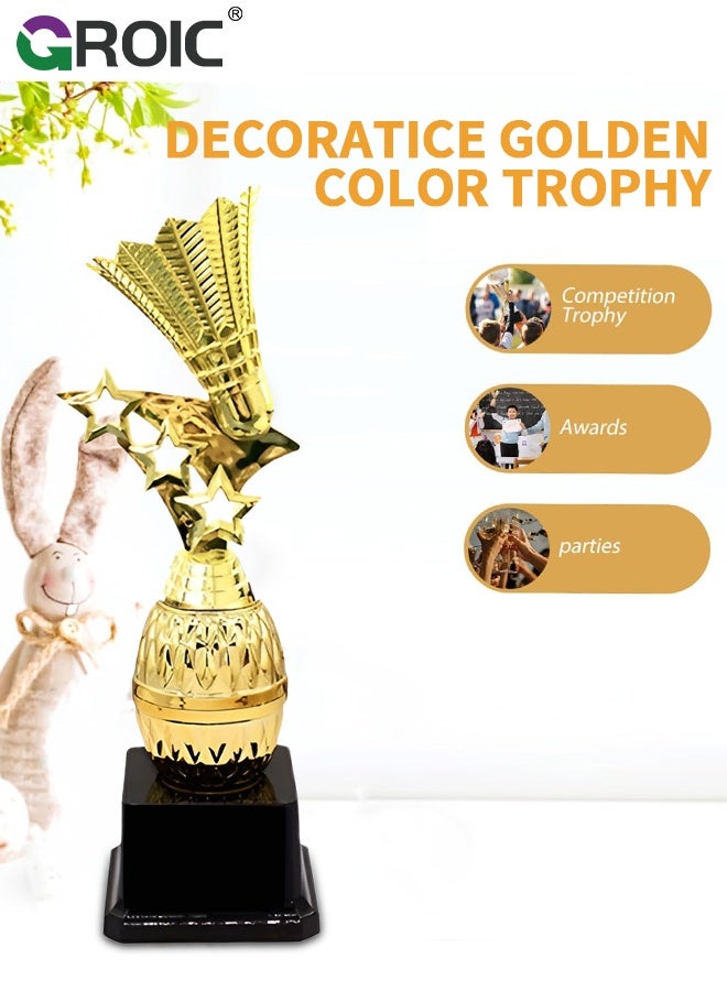 GROIC كؤوس بادمنتون 25 سم، كأس بادمنتون مخصص على قاعدة سوداء، كؤوس بادمنتون مميزة، جائزة كأس الريشة - Image 2