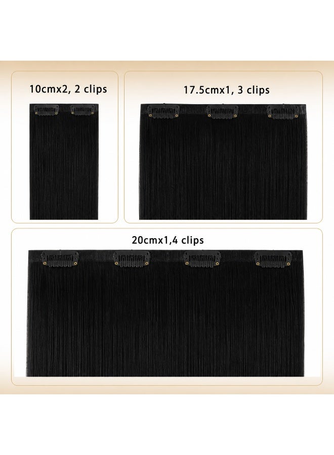 Richcoco Rich Coco 100% Human Hair Seamless Clip In Extensions 4PCS Natural Black Soft Thick Natural Long Hair Easy Install - Image 4