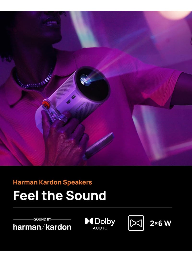 إكسجيمي جهاز عرض ليزر   مع  فلاتر،  لومن، تلفزيون جوجل، بطارية . ساعة، حامل مدمج  درجة، سماعات   واط للمنزل والعمل والتخييم - Image 5