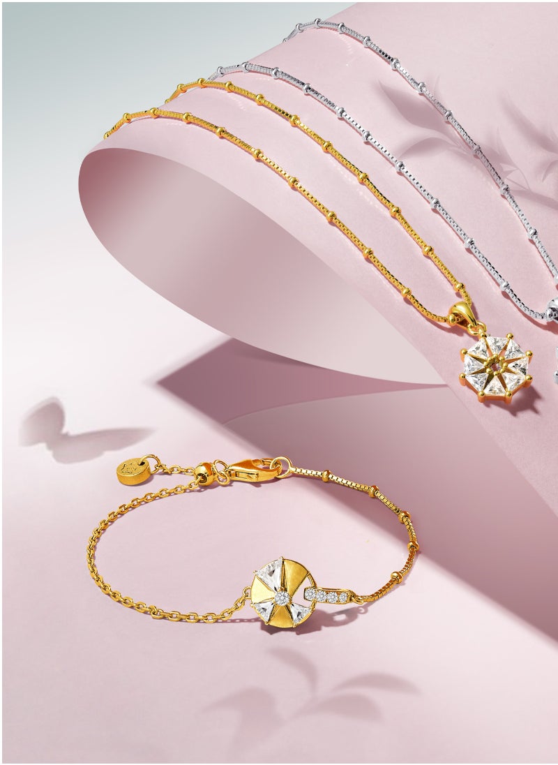 Women's Silver Bracelet with CZ Diamonds Cardamom Flower Design Gift for Women