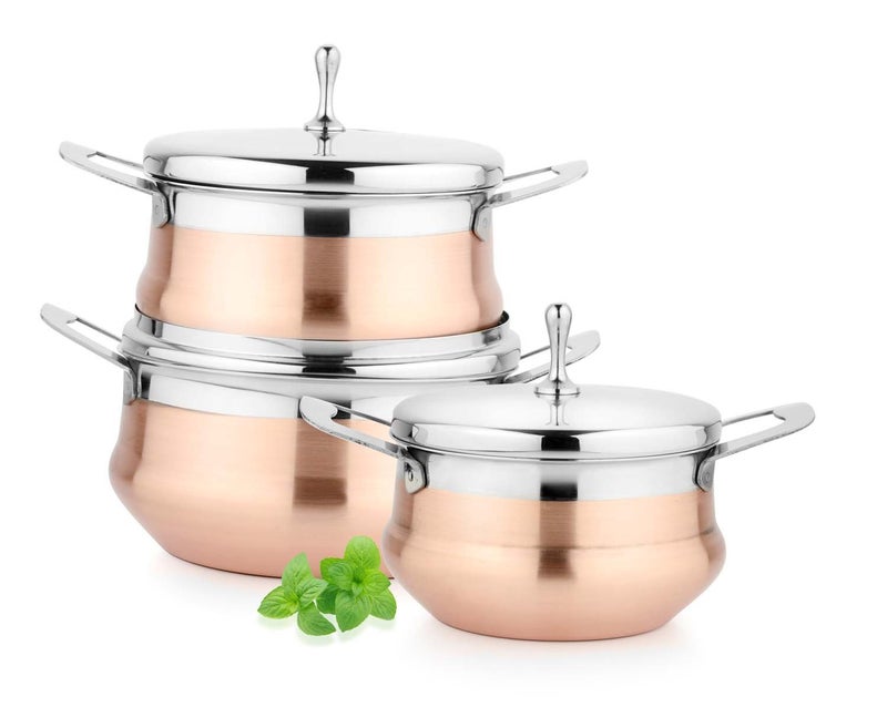 Chakmak Arabian Handi Set Copper Bottom 3Pcs