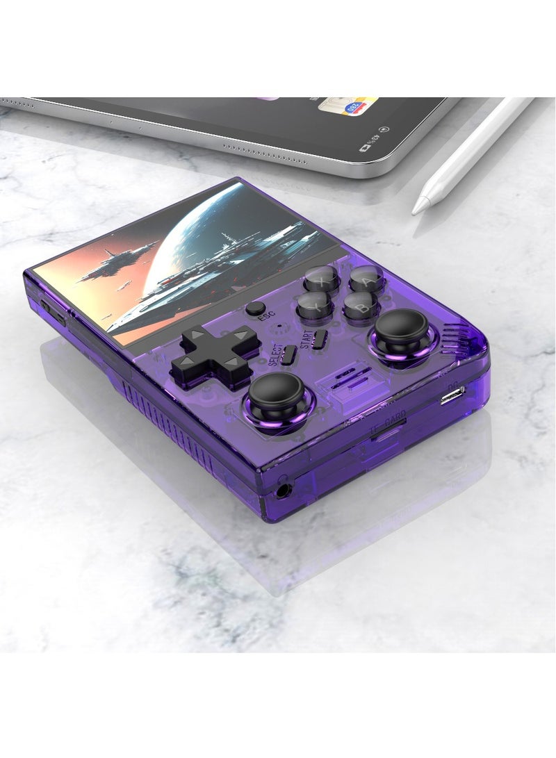 RS35 plus Handheld Game Console – 3.5 IPS Screen Linux EmuELEC System Retro Game Player with 20000+ Classic Games 64G TF Card (Purple) - Image 3