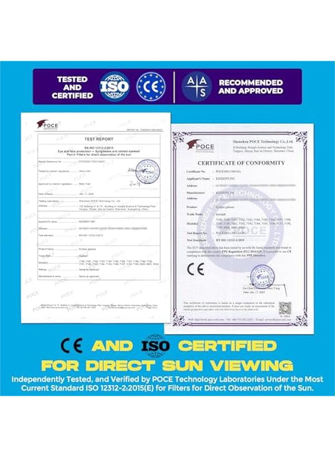 Arabest Solar Eclipse Glasses Approved 2024, (5 Pack) CE and ISO Certified Solar Eclipse Observation Glasses, Safe Shades for Direct Sun Viewing, Bonus Smartphone Photo Filter Lens, Blue Stars Design  - Image 2