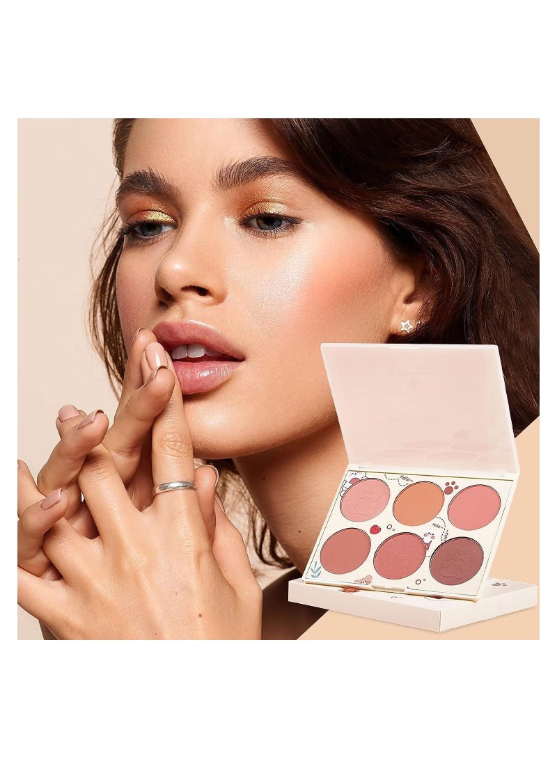 SYOSI 6 Colors Pearlescent Blushes Powder Bright Facial Blushes Profile And Highlight Blushes Facial Beauty Makeup Blushes Glow on - Image 3