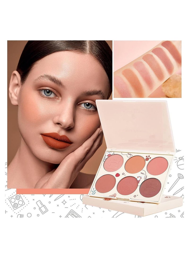 SYOSI 6 Colors Pearlescent Blushes Powder Bright Facial Blushes Profile And Highlight Blushes Facial Beauty Makeup Blushes Glow on - Image 4