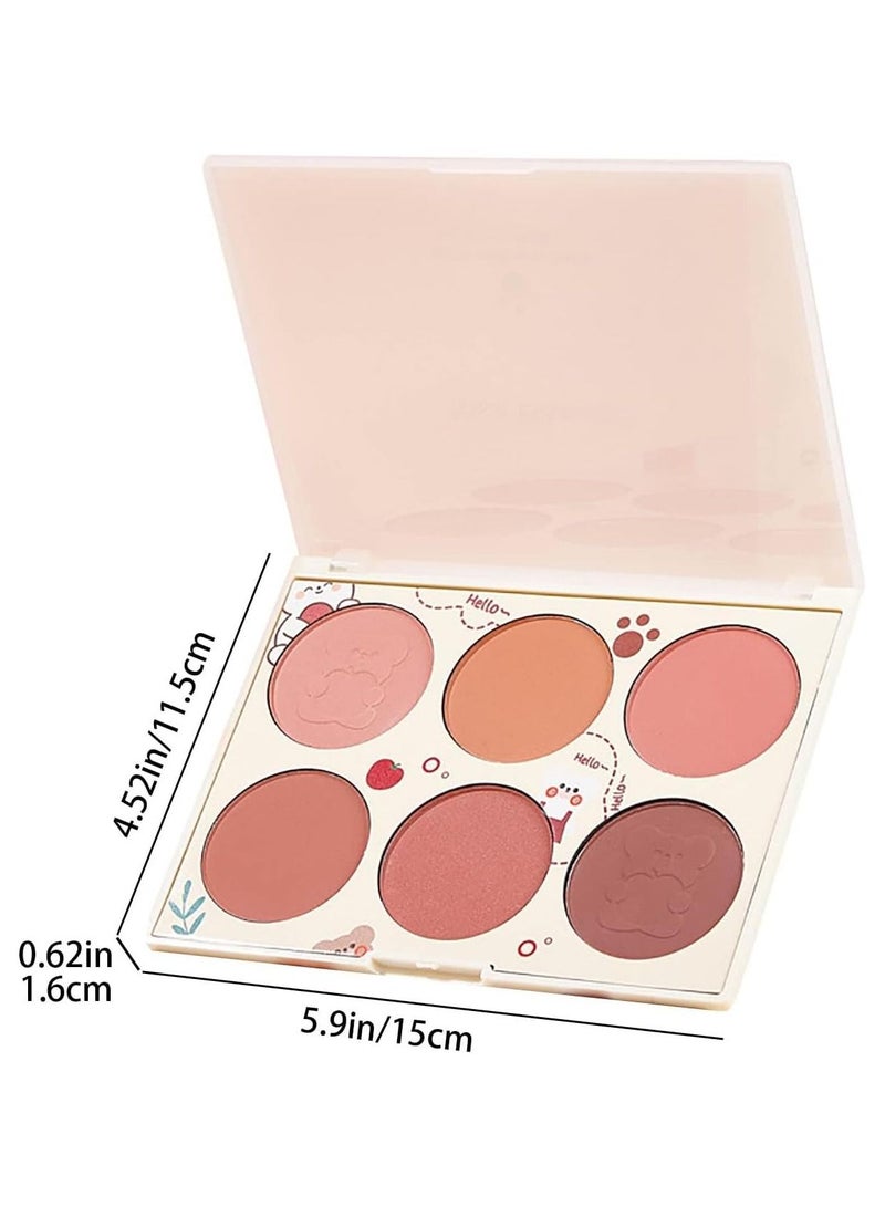 SYOSI 6 Colors Pearlescent Blushes Powder Bright Facial Blushes Profile And Highlight Blushes Facial Beauty Makeup Blushes Glow on - Image 5