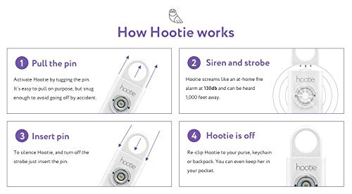 Hootie Personal Safety Alarm, Personal Alarms for Women, Men, & Kids Personal Alarm - Keychain Alarm, Self Defense Alarm, Security Alarm Keychain 130dB Self Defense Siren & Strobe Light - Lavender - Image 5