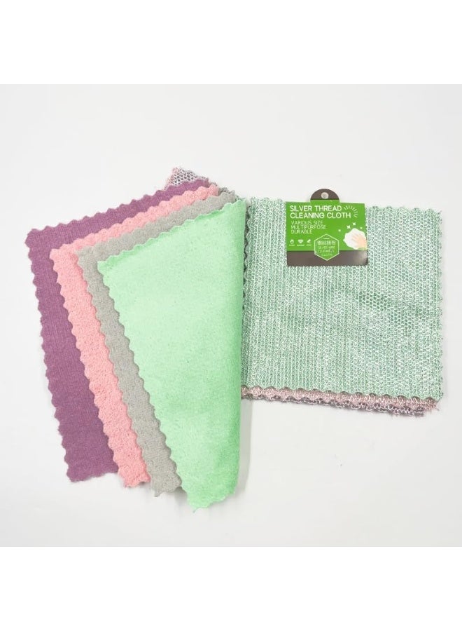 مجموعة قماش تنظيف الخيوط الفضية، عبوة متعددة الالوان  مايكروفايبر متين - Image 3