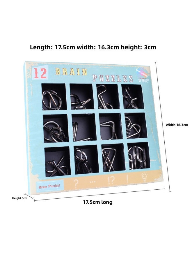 Metal Nine Linked Rings Intelligence Toy Set Children Stress Relief Unlocking Toys Kongming Lock Brain Exercise Iron Toys For Kids-Color:EPP27 Intelligence Buckle English Version  - Image 4