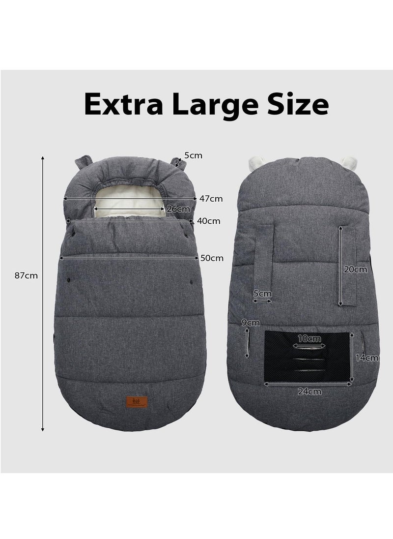 Generic - Pushchair Pram Footmuffs, Universal Warm Stroller Sleeping Bag, Winter Warm Cosy Toes for Pushchair, Waterproof Windproof Anti-Slip Sherpa Lining & Fleece Hood Machine Washable - Image 1