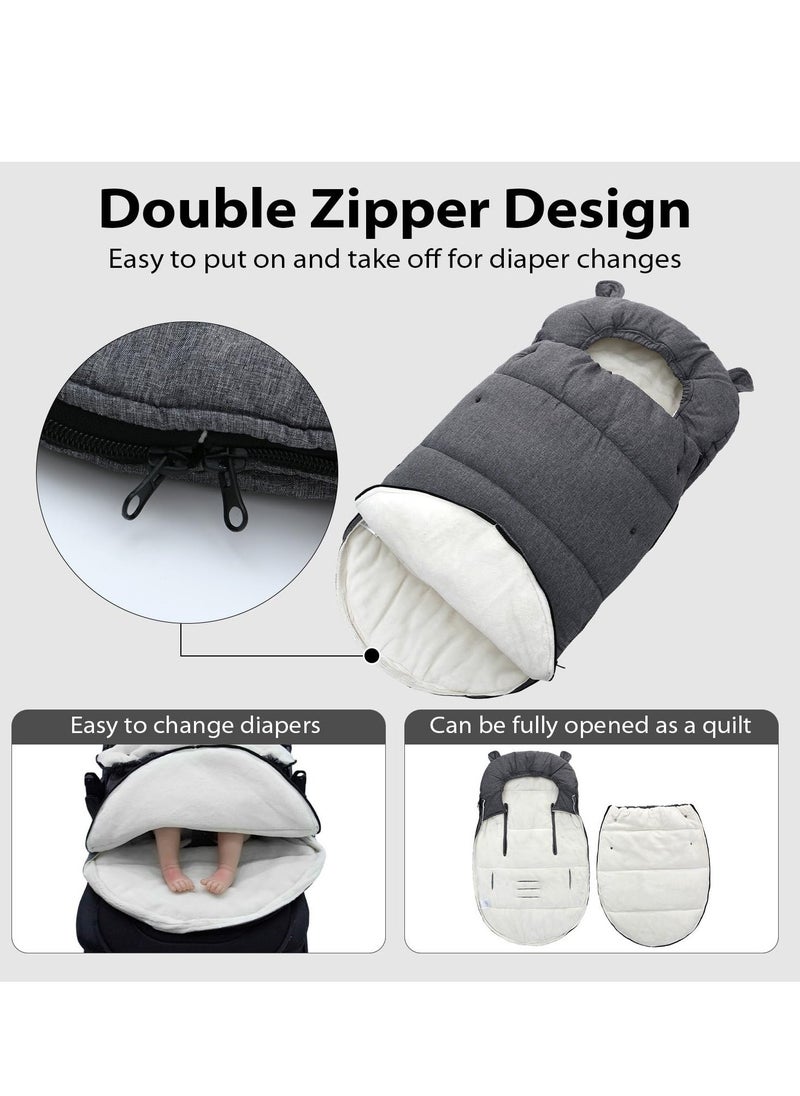 Generic - Pushchair Pram Footmuffs, Universal Warm Stroller Sleeping Bag, Winter Warm Cosy Toes for Pushchair, Waterproof Windproof Anti-Slip Sherpa Lining & Fleece Hood Machine Washable - Image 1