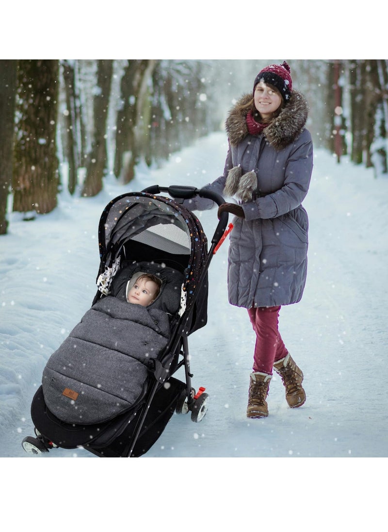 Generic - Pushchair Pram Footmuffs, Universal Warm Stroller Sleeping Bag, Winter Warm Cosy Toes for Pushchair, Waterproof Windproof Anti-Slip Sherpa Lining & Fleece Hood Machine Washable - Image 1