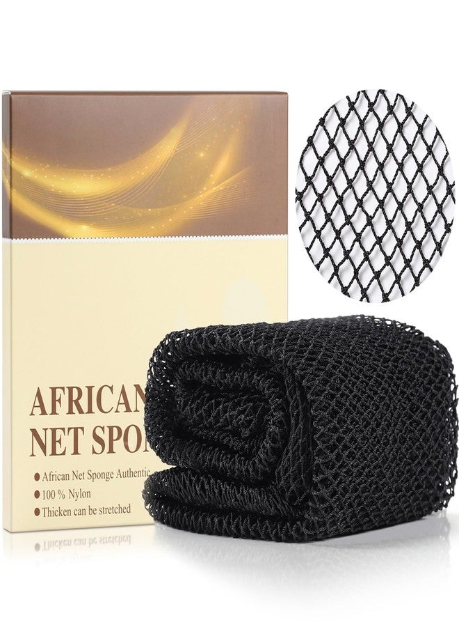 GEMSANVA African Net Sponge Authentic - Nylon Exfoliating Body Scrubber Bath Sponge - Real African Net Exfoliator Bath Sponge Tools, Bathing Accessories (Black) - Image 1