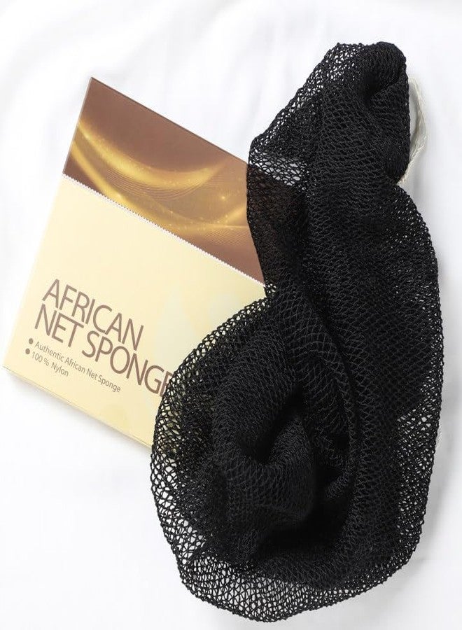 GEMSANVA African Net Sponge Authentic - Nylon Exfoliating Body Scrubber Bath Sponge - Real African Net Exfoliator Bath Sponge Tools, Bathing Accessories (Black) - Image 2