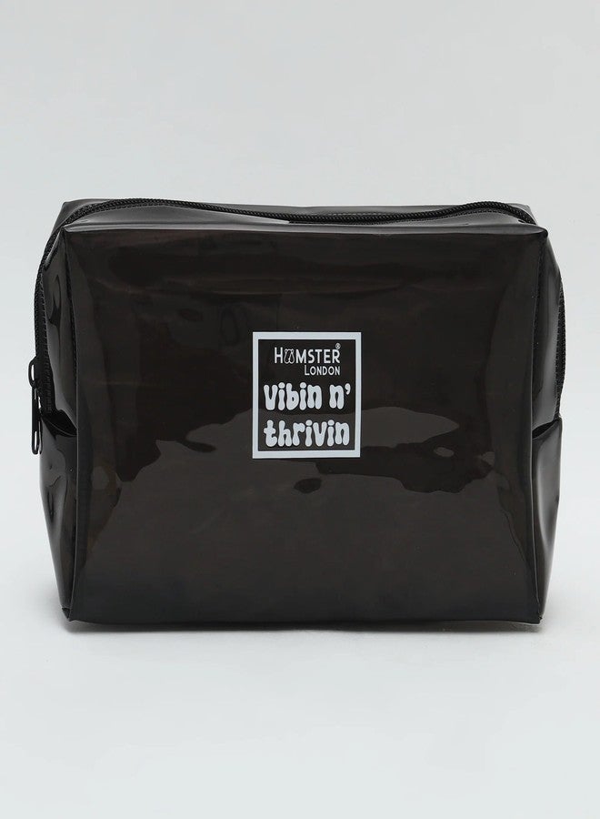 Hamster London Hampton Rectangle Waterproof Fashionable Make up Pouch Organizer Hand Bag Travel Pouch (Black) - Image 4